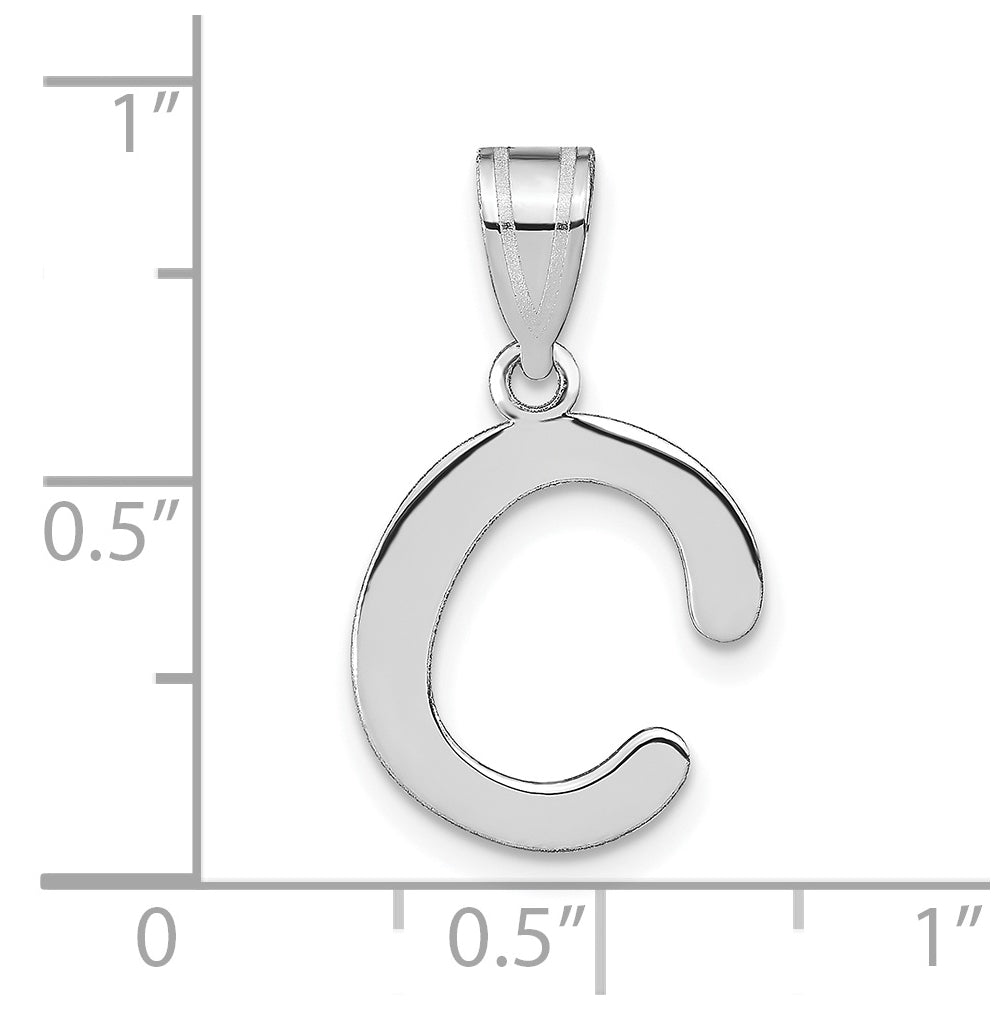 14K White Gold Polished Bubble Letter C Initial Pendant