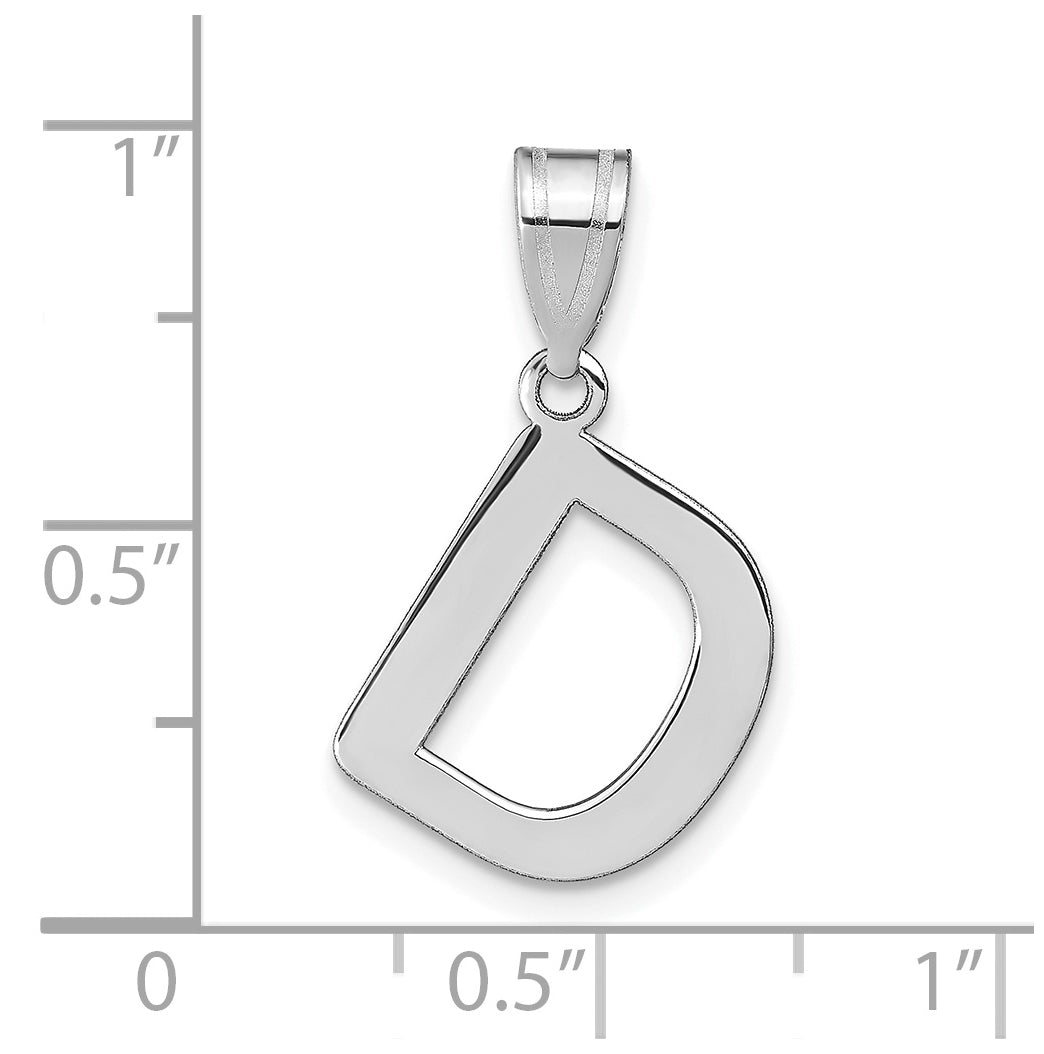 14K White Gold Polished Bubble Letter D Initial Pendant