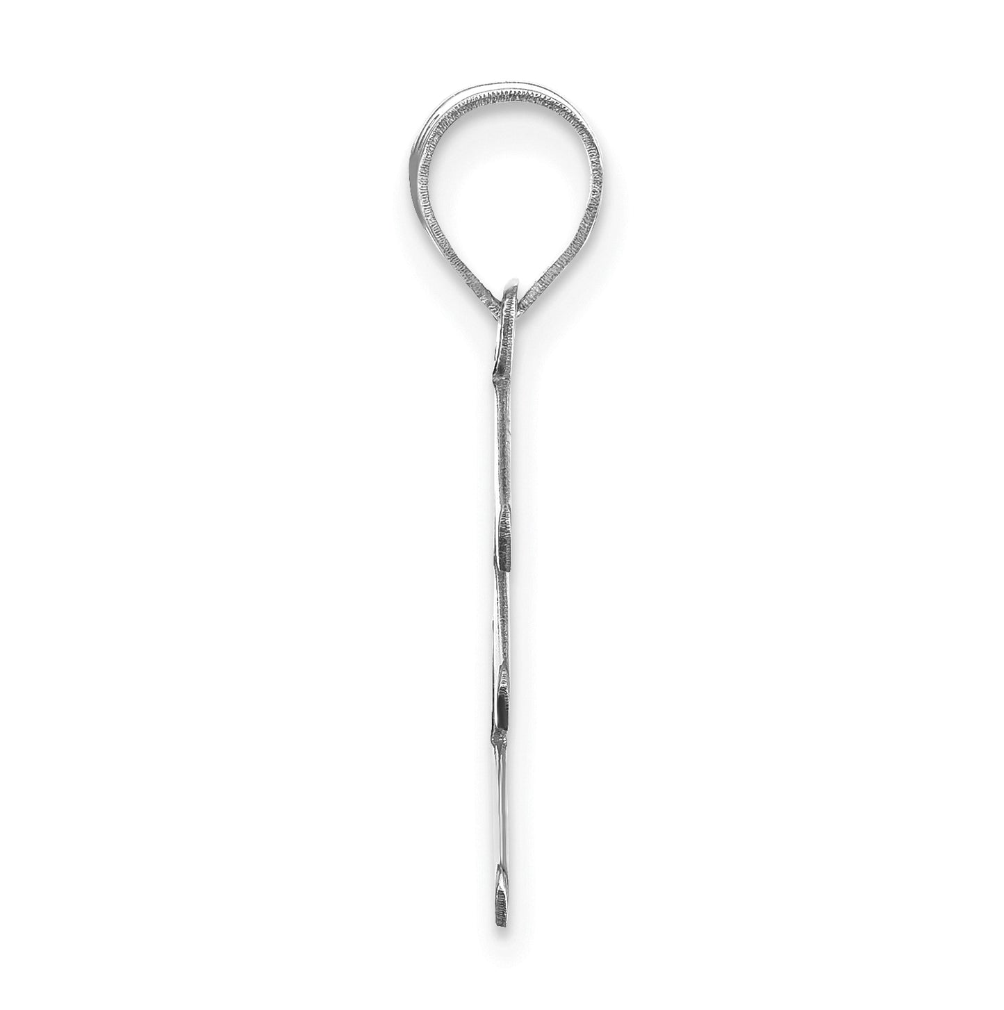 14K White Gold Polished Bubble Letter E Initial Pendant