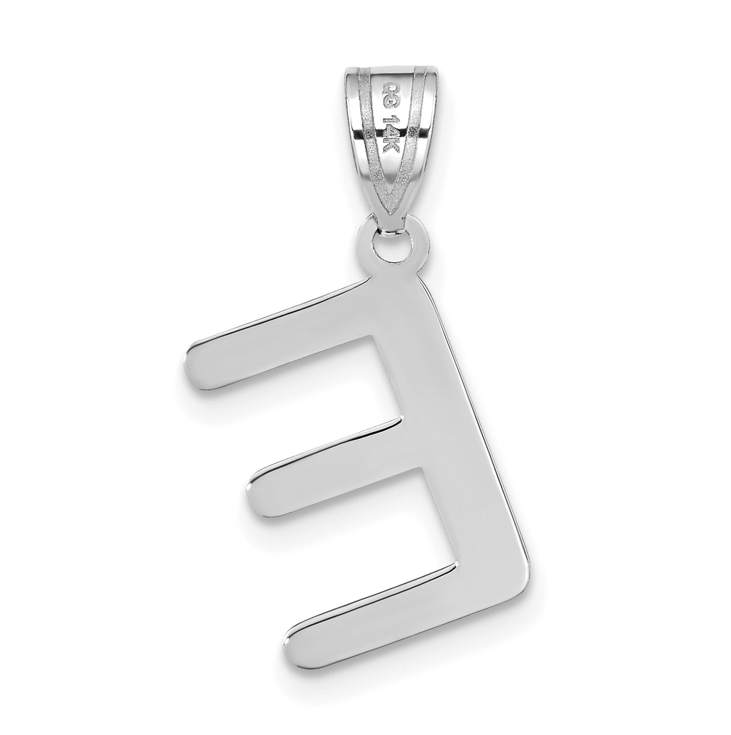 14K White Gold Polished Bubble Letter E Initial Pendant