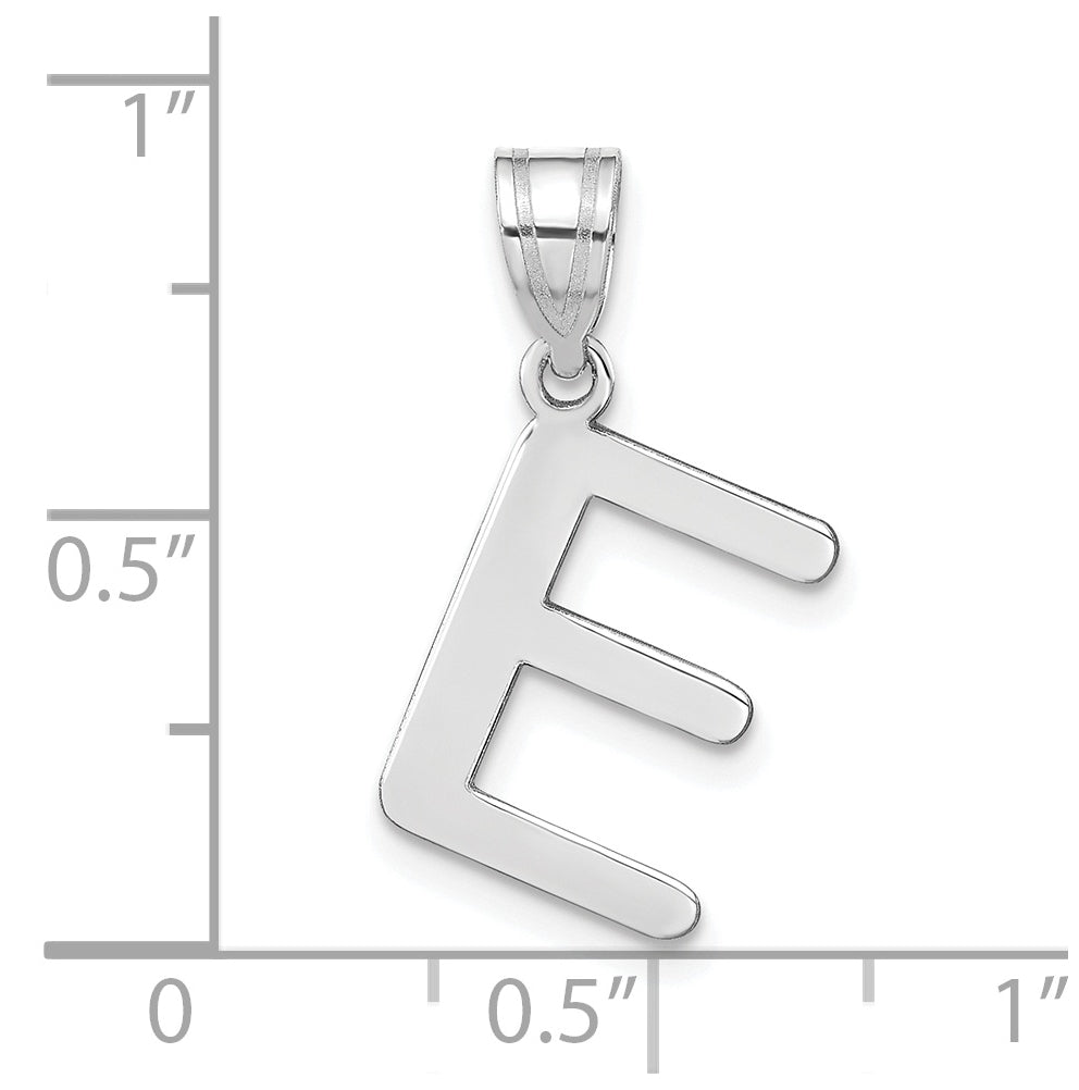 14K White Gold Polished Bubble Letter E Initial Pendant
