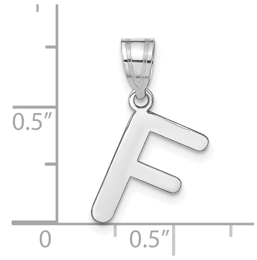 14K White Gold Polished Bubble Letter F Initial Pendant