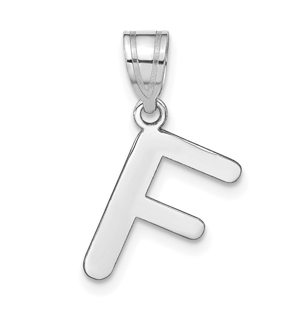 14K White Gold Polished Bubble Letter F Initial Pendant