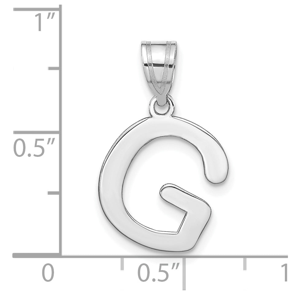 14K White Gold Polished Bubble Letter G Initial Pendant