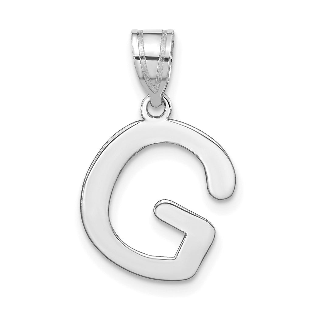 14K White Gold Polished Bubble Letter G Initial Pendant