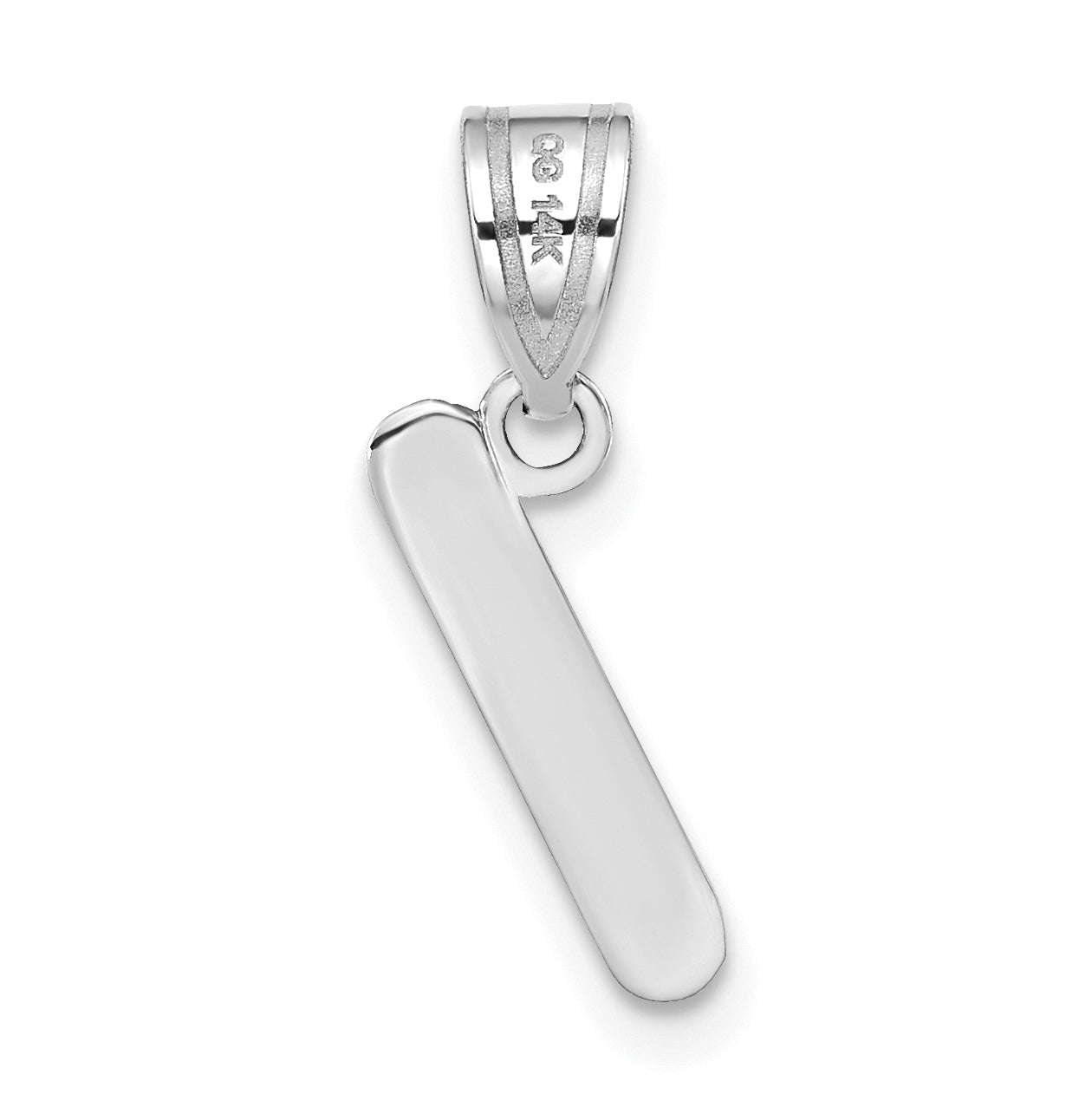 14K White Gold Polished Bubble Letter I Initial Pendant