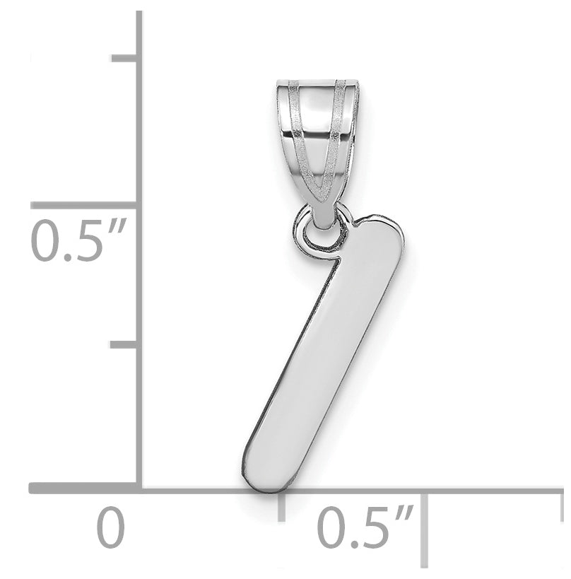 14K White Gold Polished Bubble Letter I Initial Pendant