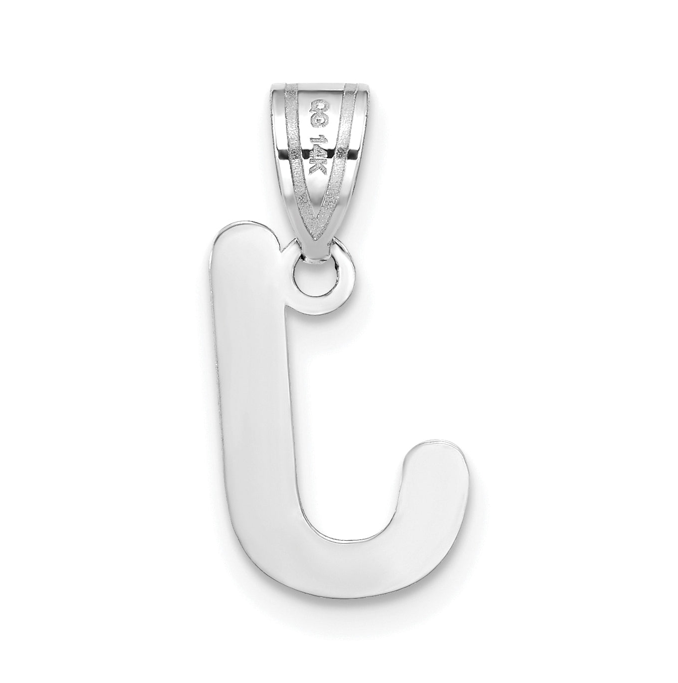 14K White Gold Polished Bubble Letter J Initial Pendant