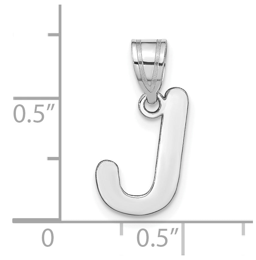 14K White Gold Polished Bubble Letter J Initial Pendant