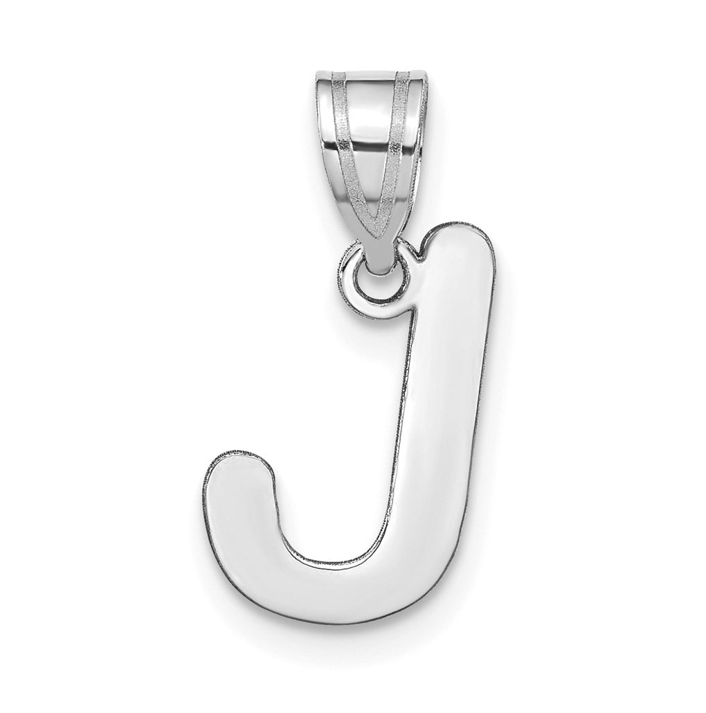 14K White Gold Polished Bubble Letter J Initial Pendant