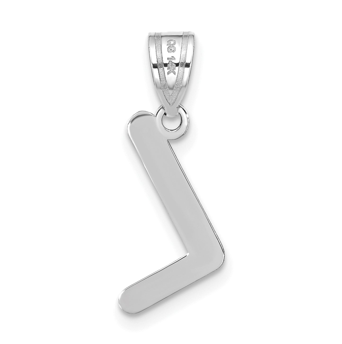 14K White Gold Polished Bubble Letter L Initial Pendant