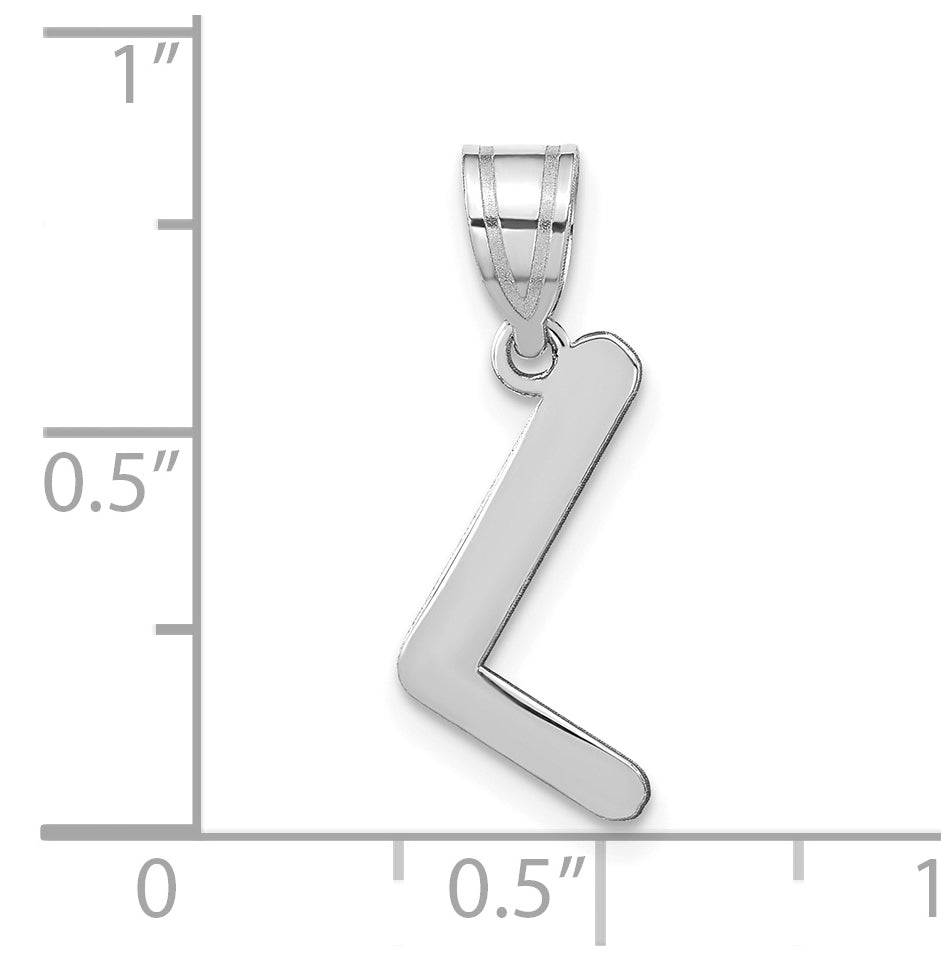 14K White Gold Polished Bubble Letter L Initial Pendant