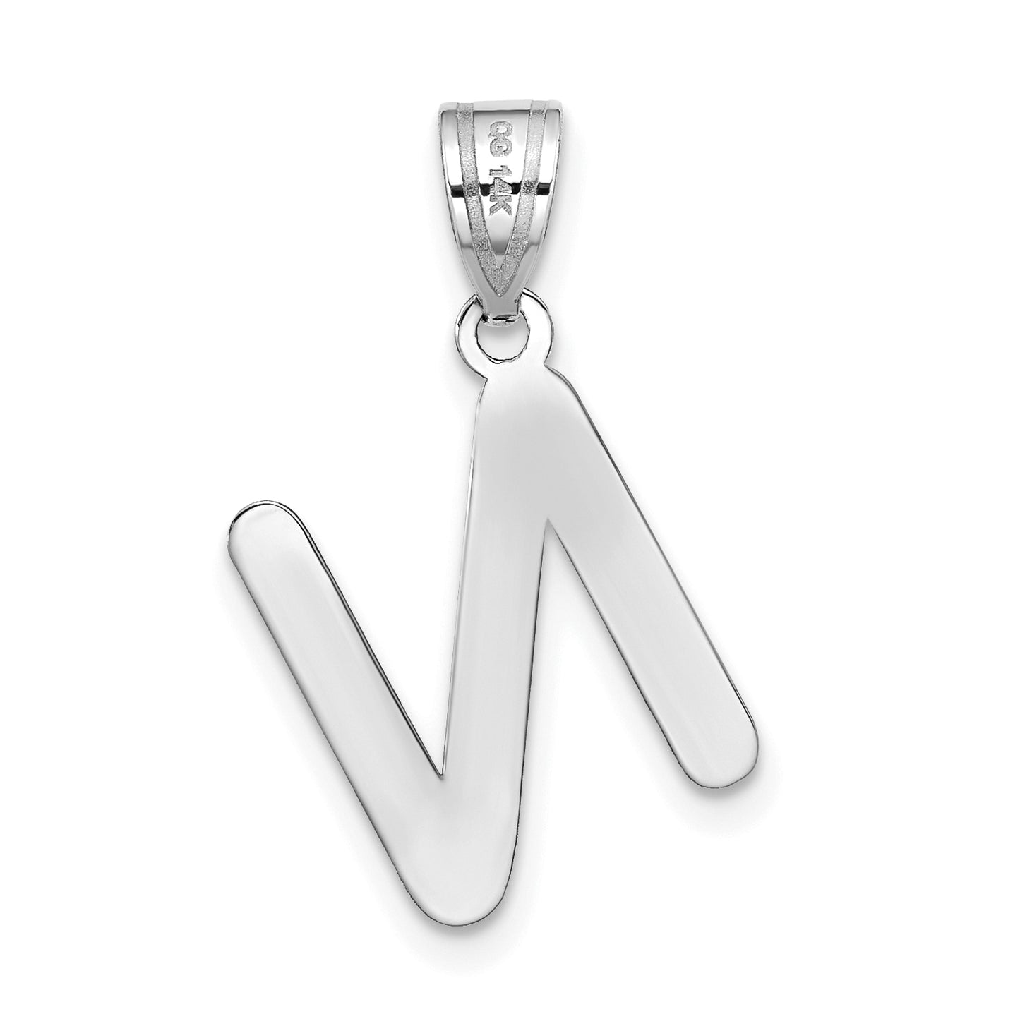 14K White Gold Polished Bubble Letter N Initial Pendant
