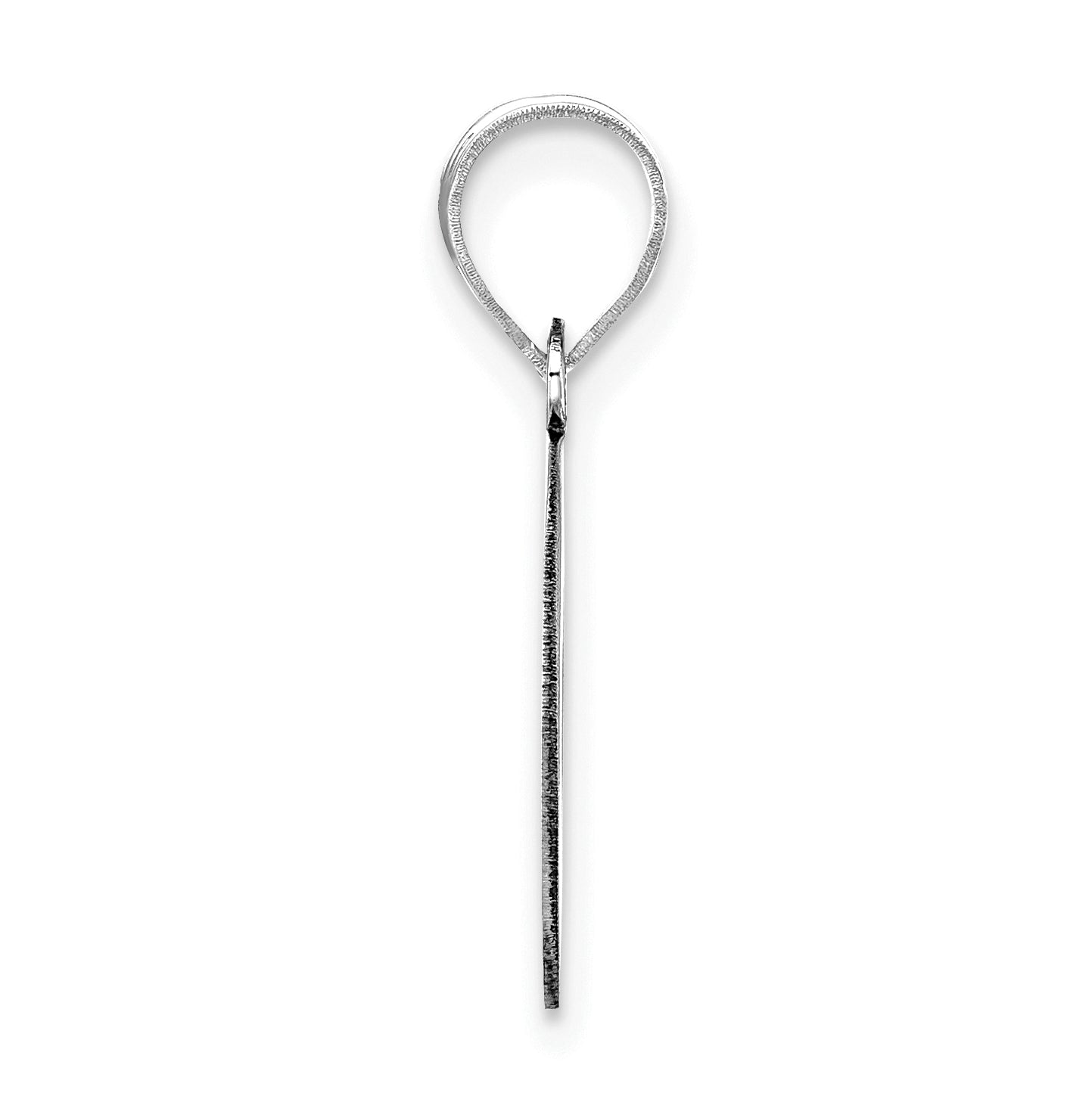 14K White Gold Polished Bubble Letter O Initial Pendant