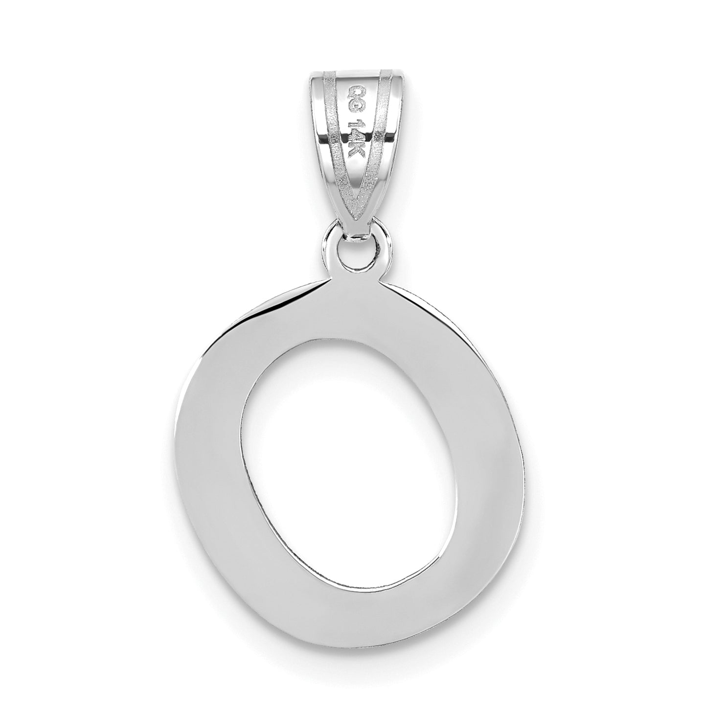 14K White Gold Polished Bubble Letter O Initial Pendant