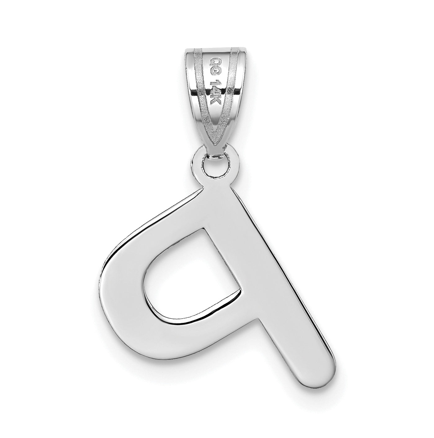 14K White Gold Polished Bubble Letter P Initial Pendant