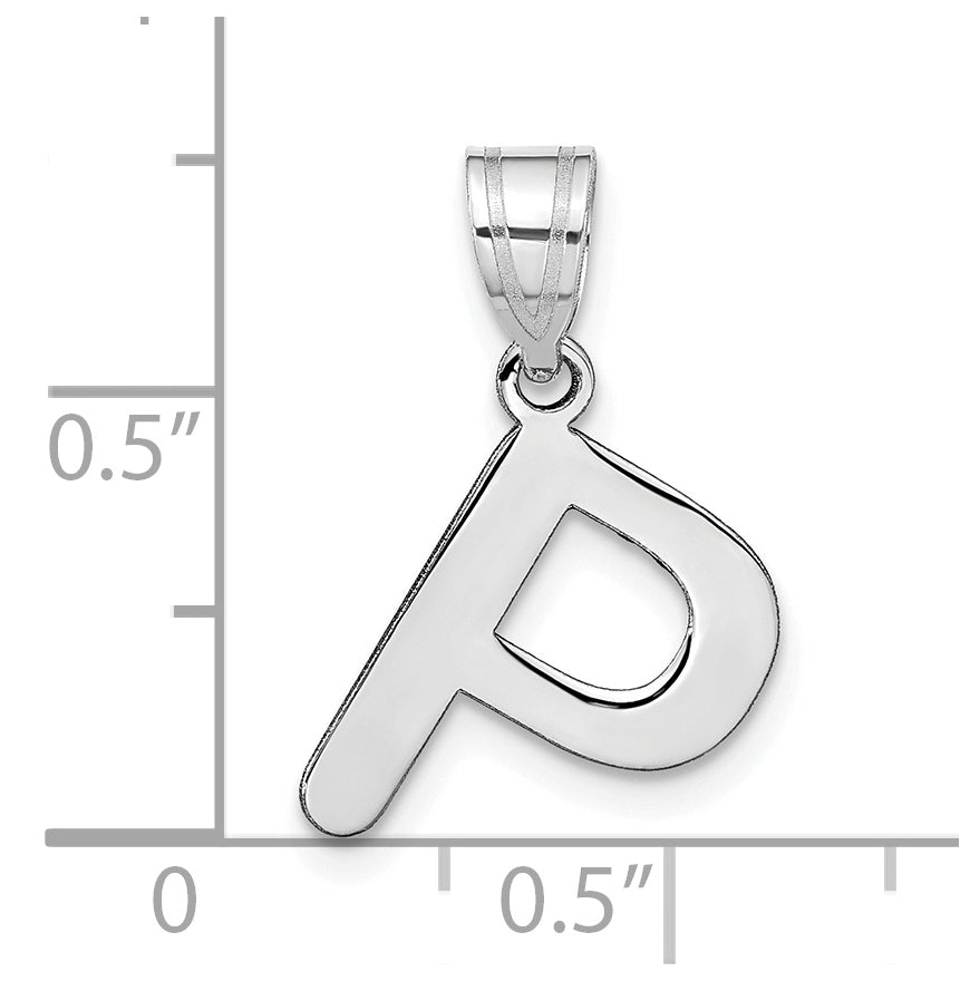14K White Gold Polished Bubble Letter P Initial Pendant