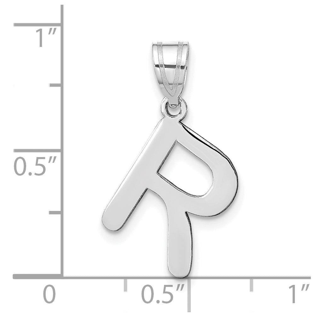 14K White Gold Polished Bubble Letter R Initial Pendant