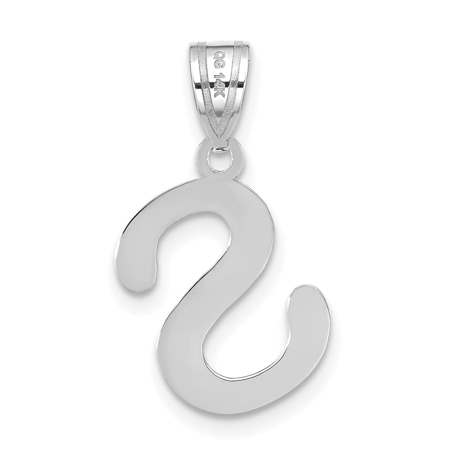 14K White Gold Polished Bubble Letter S Initial Pendant