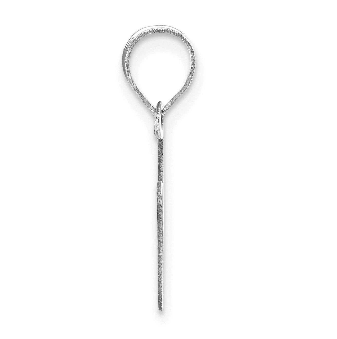 14K White Gold Polished Bubble Letter V Initial Pendant