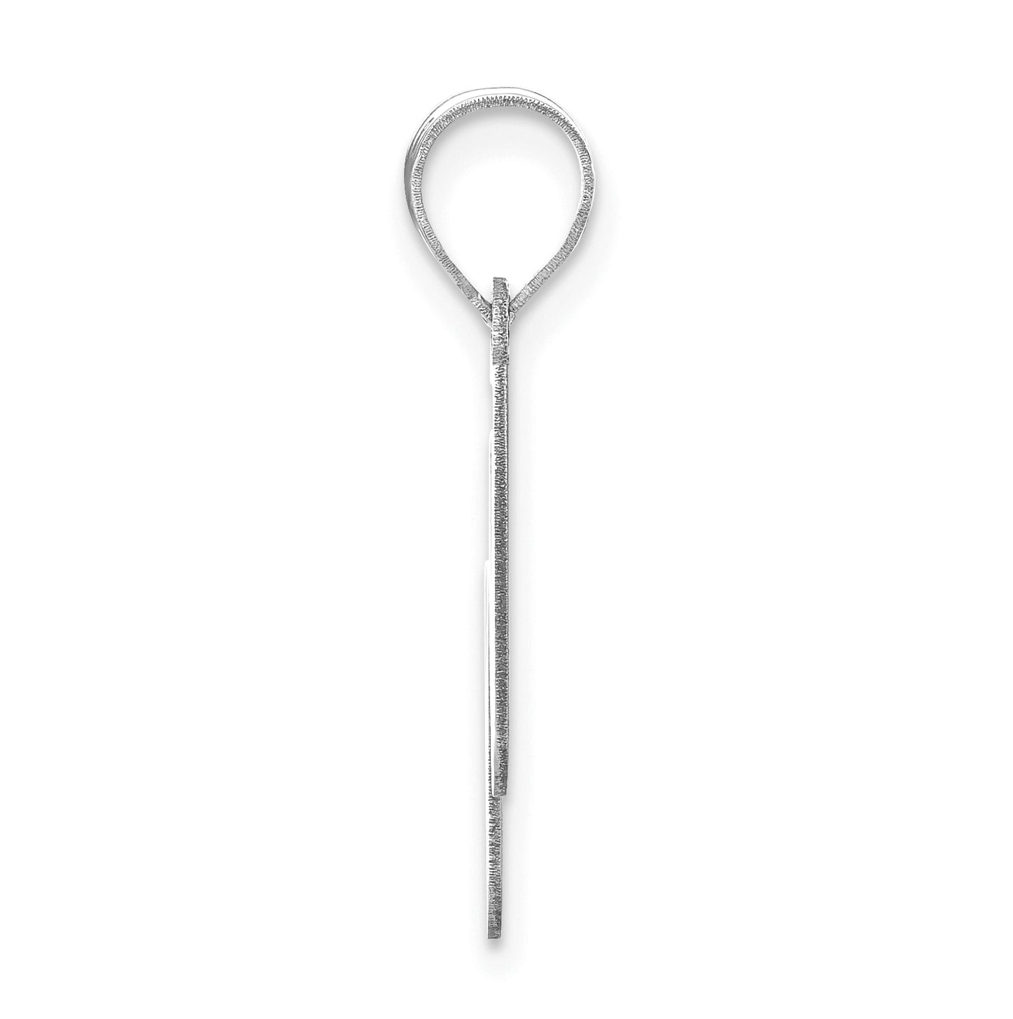 14K White Gold Polished Bubble Letter W Initial Pendant