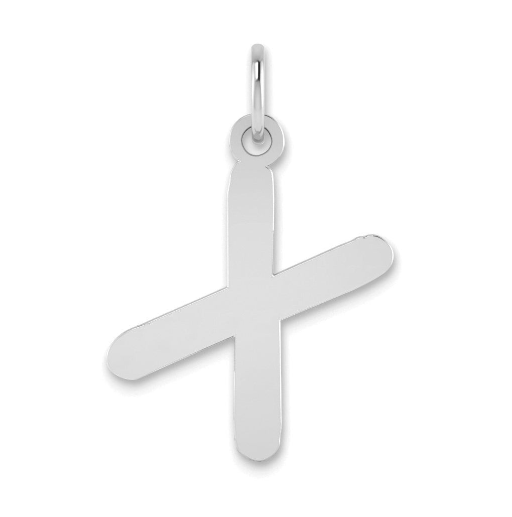 14K White Gold Polished Bubble Letter X Initial Pendant