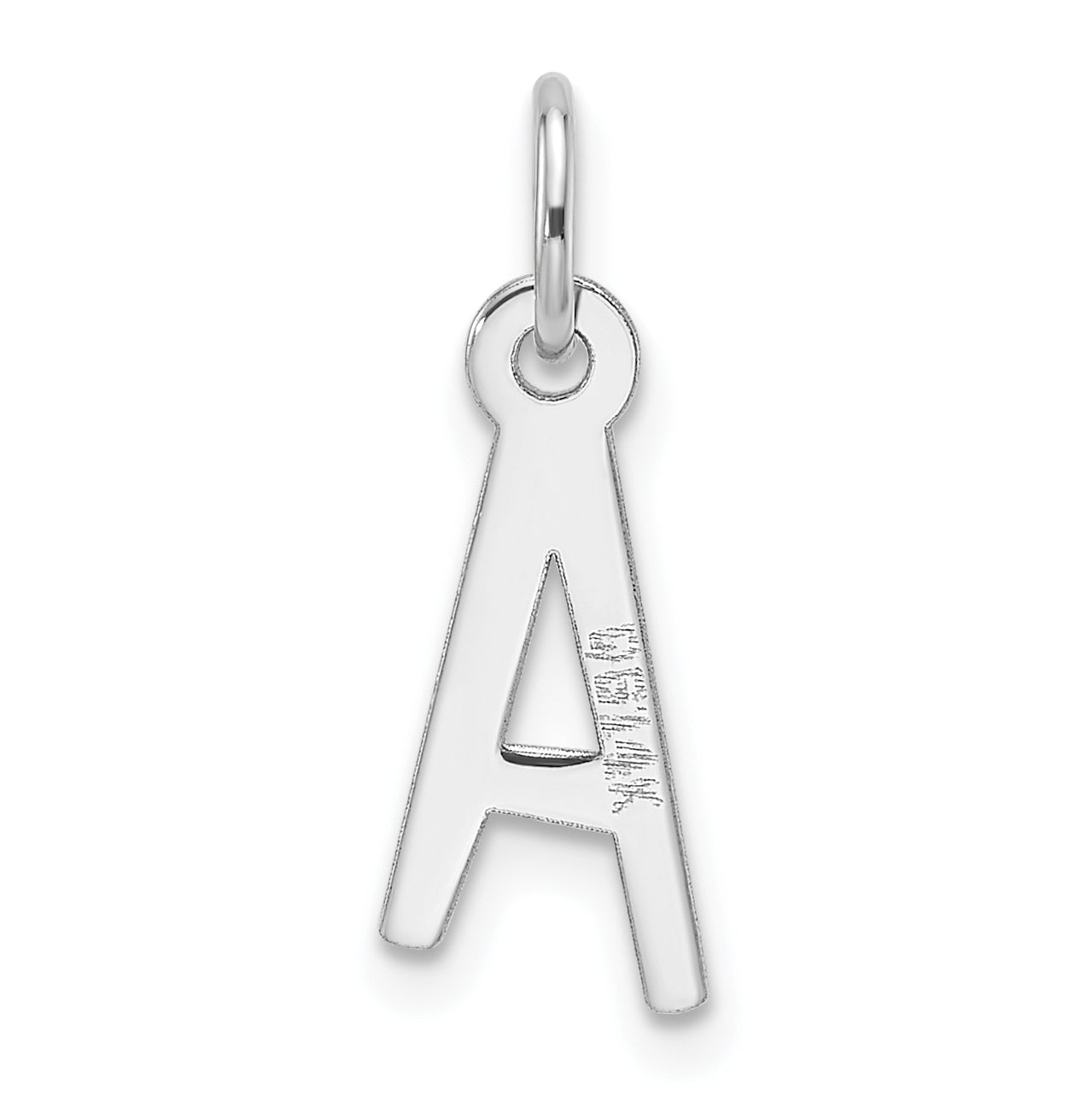 14k White Gold Slanted Block Letter A Initial Charm