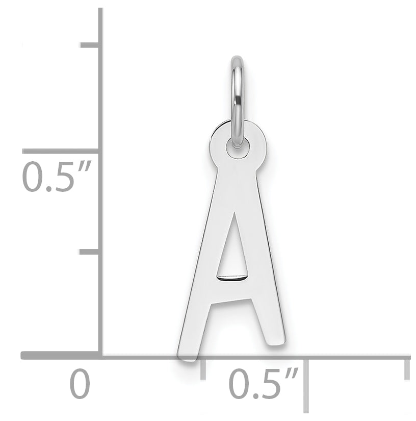 14k White Gold Slanted Block Letter A Initial Charm