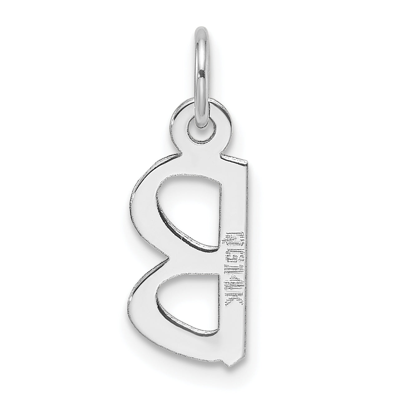 14k White Gold Slanted Block Letter B Initial Charm