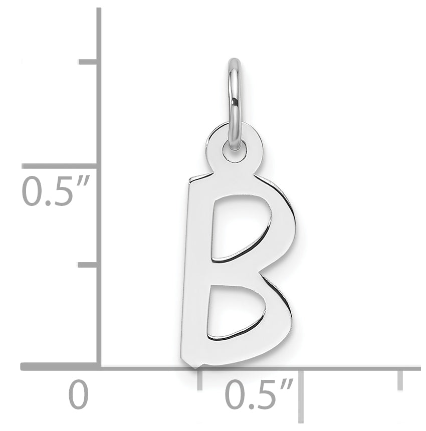 14k White Gold Slanted Block Letter B Initial Charm