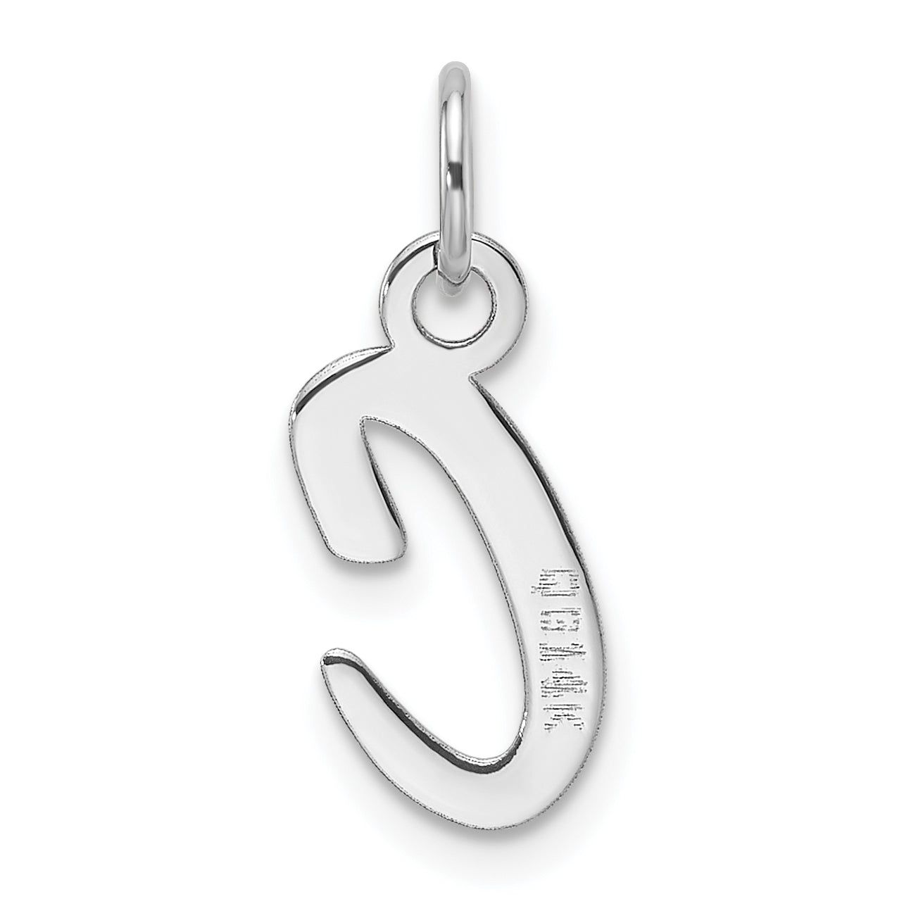 14k White Gold Slanted Block Letter C Initial Charm