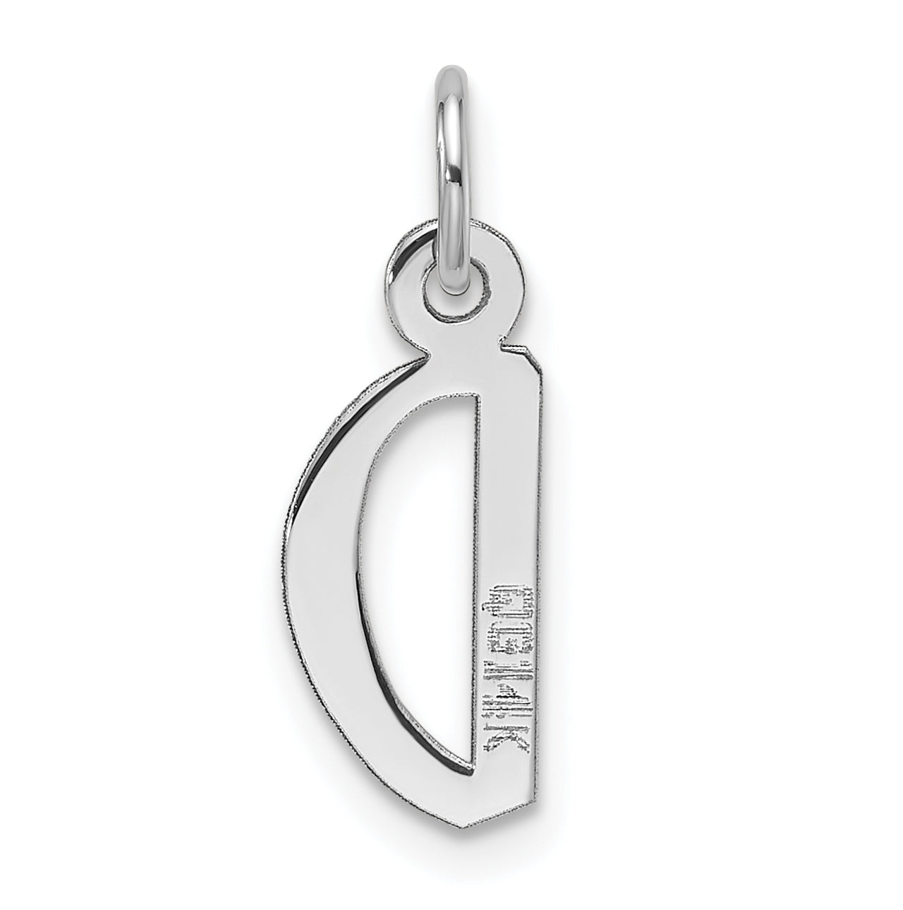 14k White Gold Slanted Block Letter D Initial Charm
