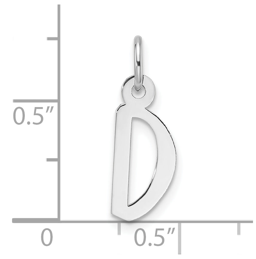 14k White Gold Slanted Block Letter D Initial Charm