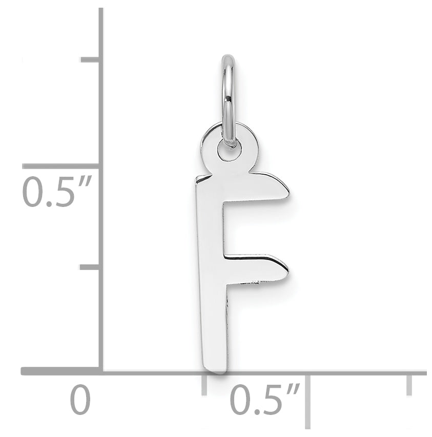 14K White Gold Slanted Block Letter F Initial Charm
