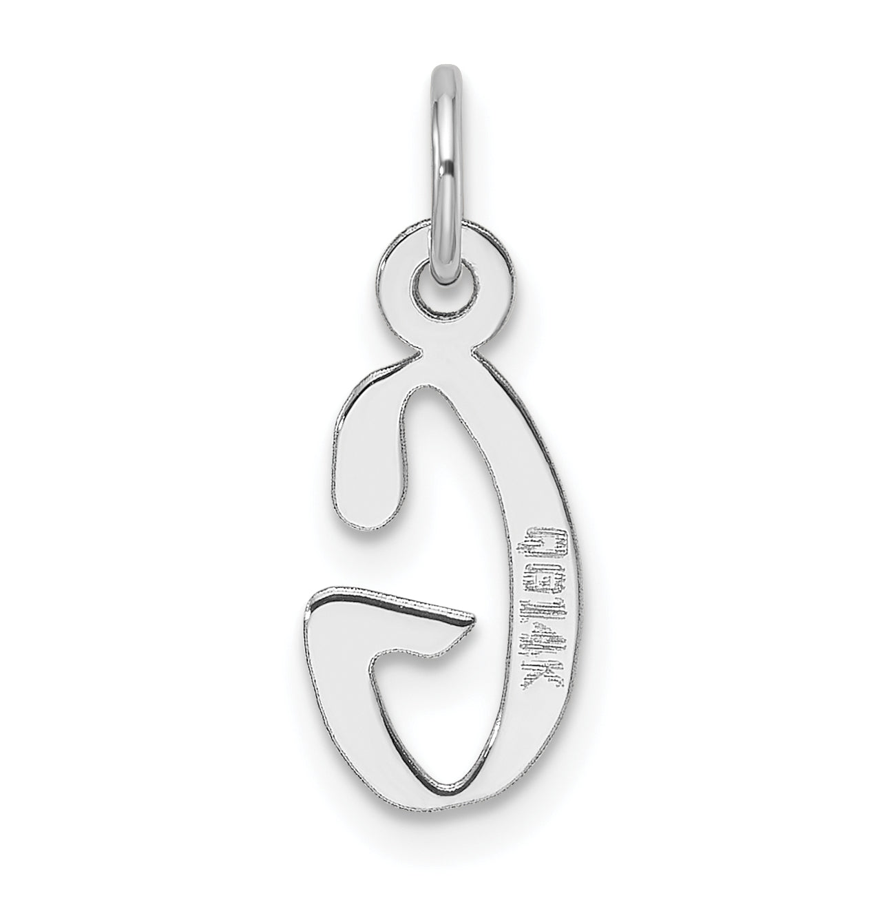 14K White Gold Slanted Block Letter G Initial Charm