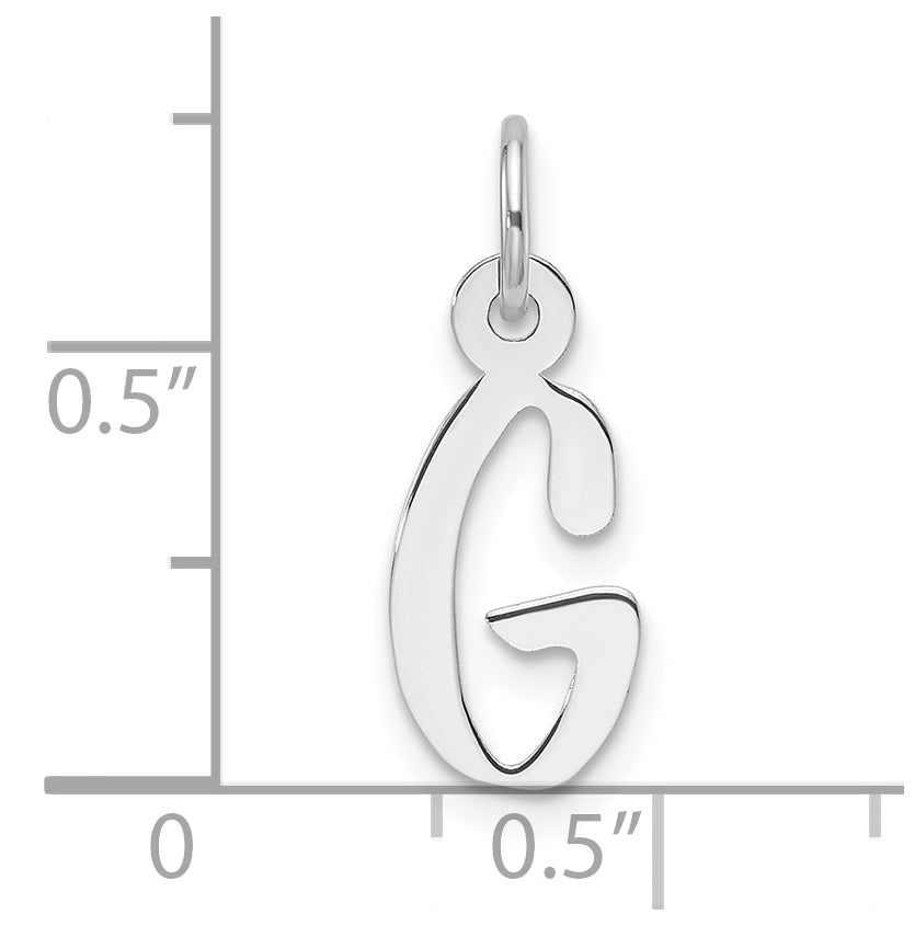 14K White Gold Slanted Block Letter G Initial Charm