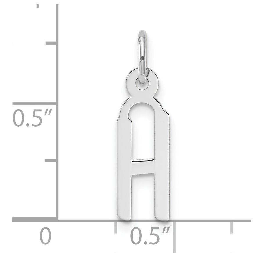 14K White Gold Slanted Block Letter H Initial Charm