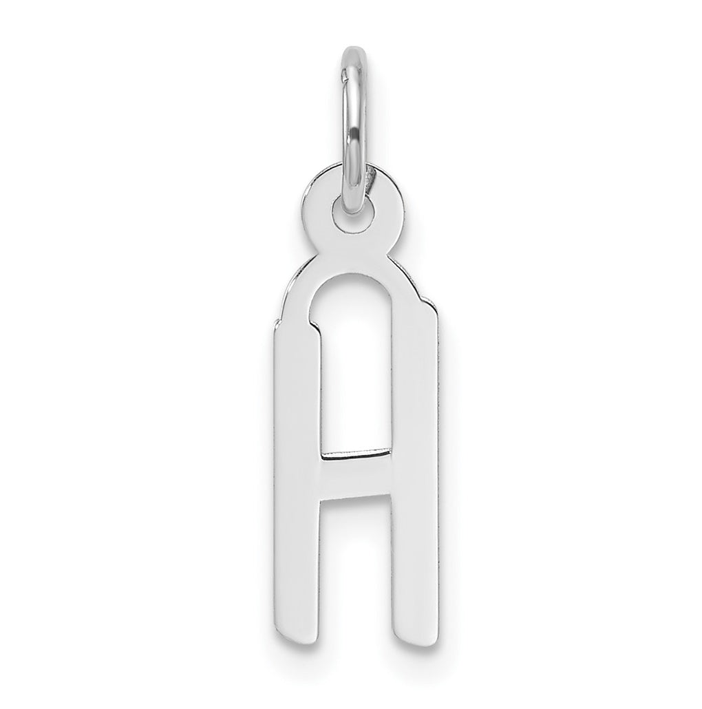 14K White Gold Slanted Block Letter H Initial Charm