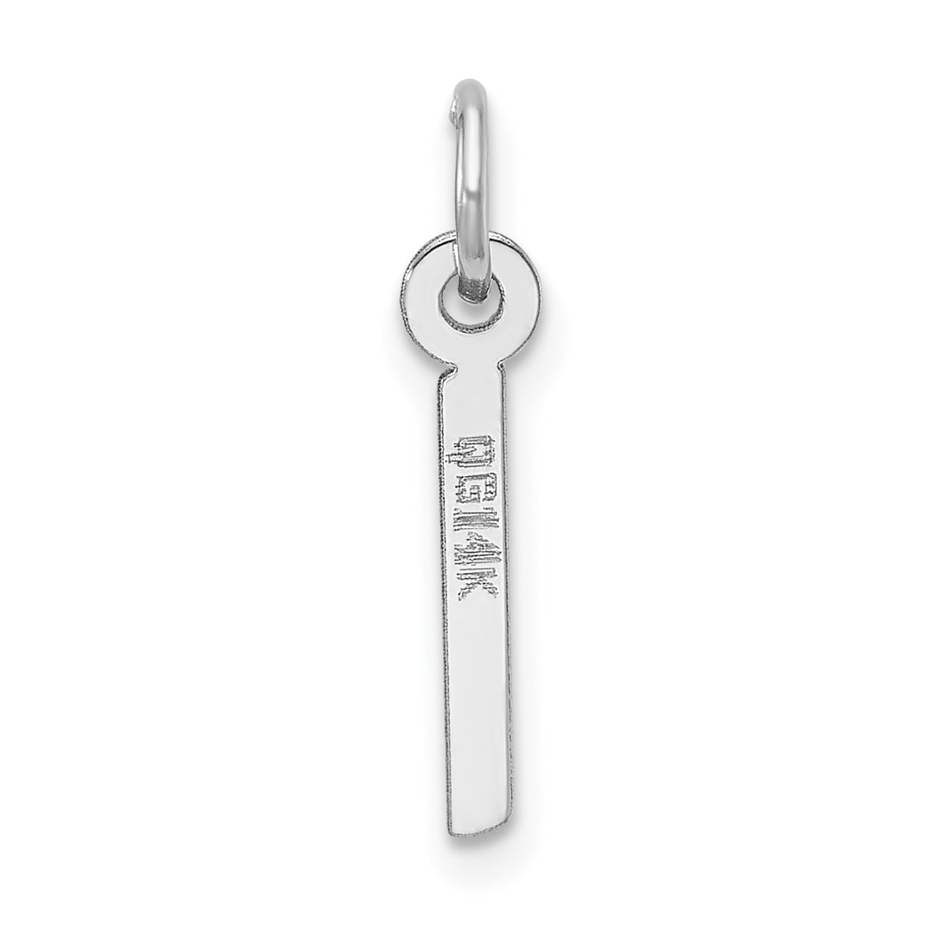 14K White Gold Slanted Block Letter I Initial Charm