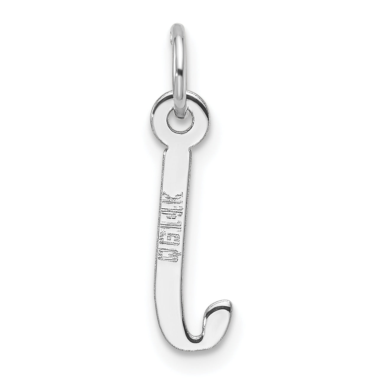 14K White Gold Slanted Block Letter J Initial Charm