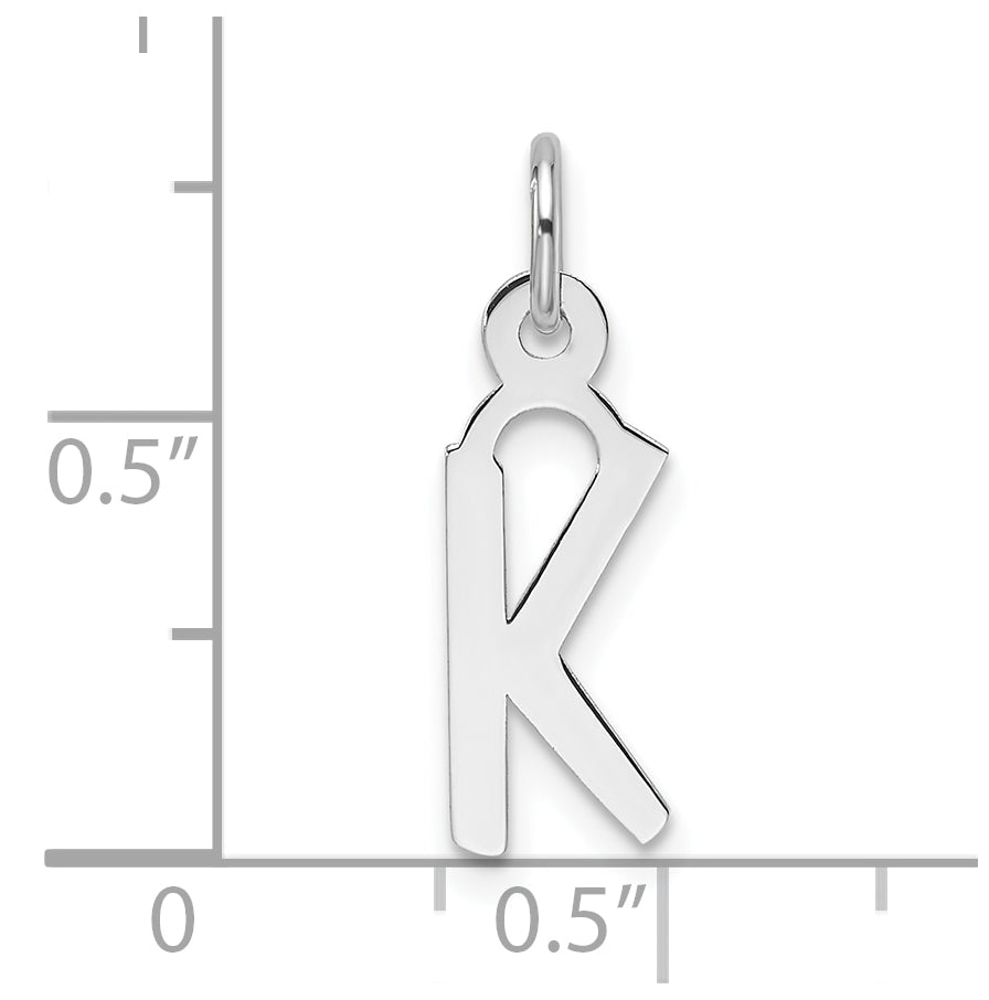 14K White Gold Slanted Block Letter K Initial Charm
