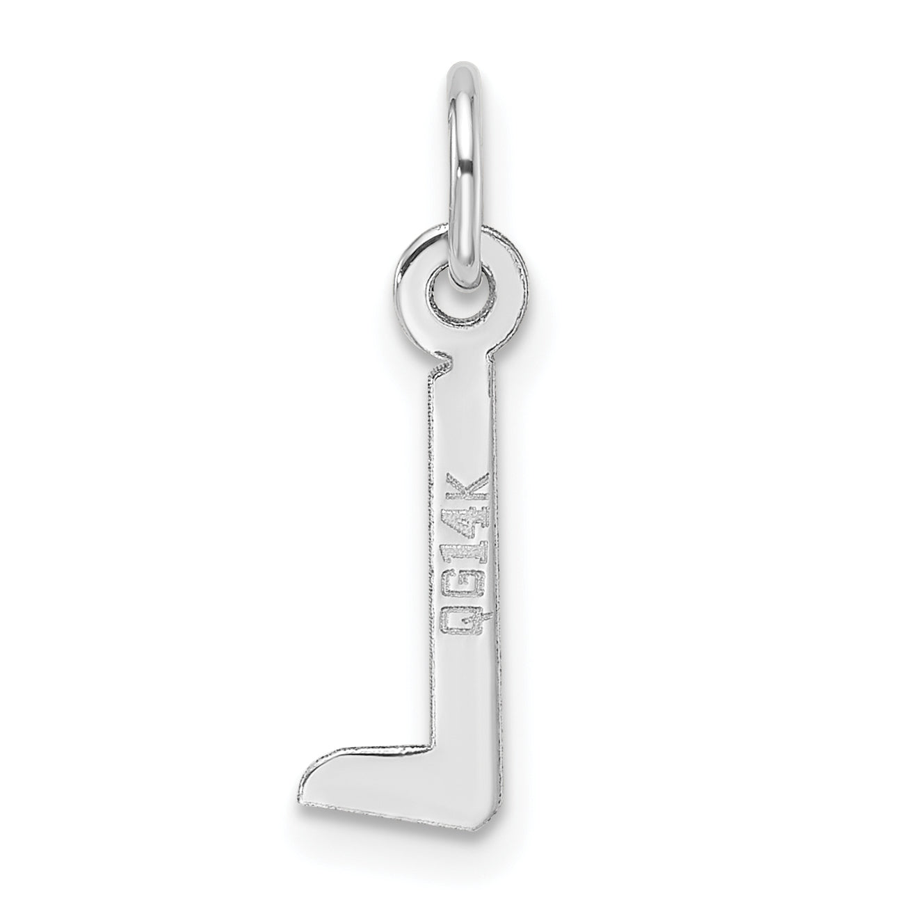 14K White Gold Slanted Block Letter L Initial Charm