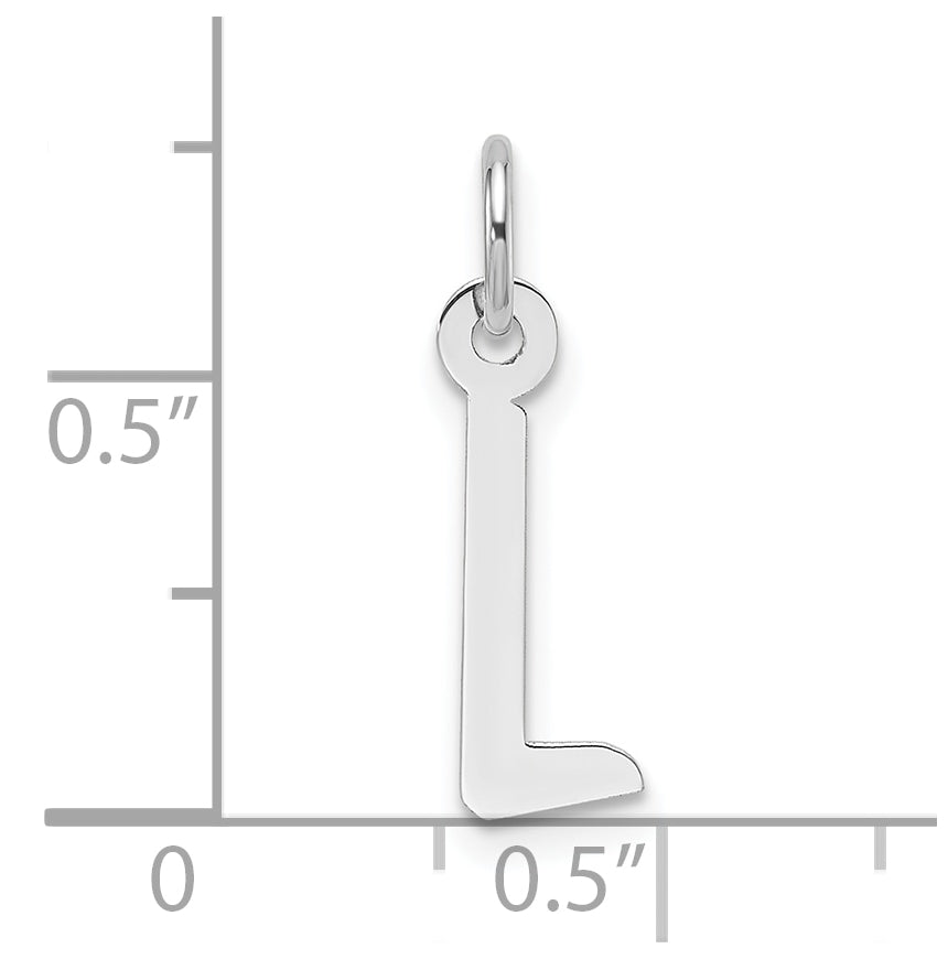 14K White Gold Slanted Block Letter L Initial Charm