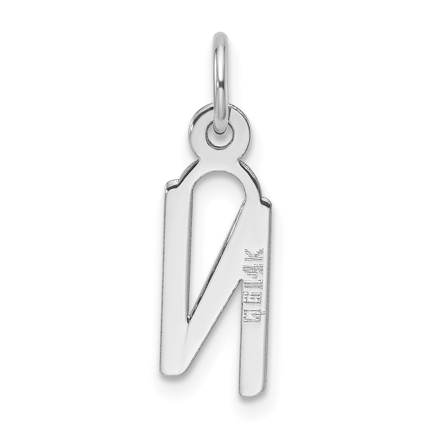 14K White Gold Slanted Block Letter N Initial Charm