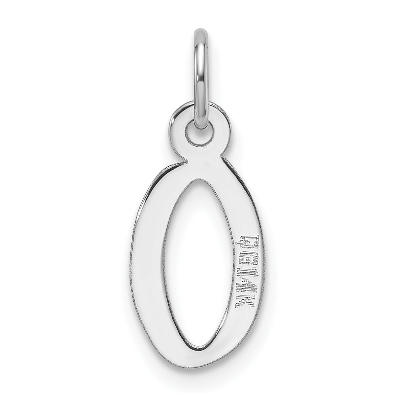 14K White Gold Slanted Block Letter O Initial Charm