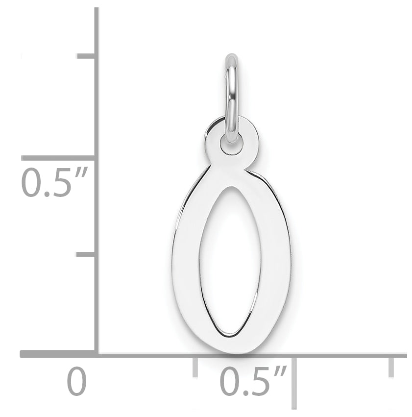 14K White Gold Slanted Block Letter O Initial Charm