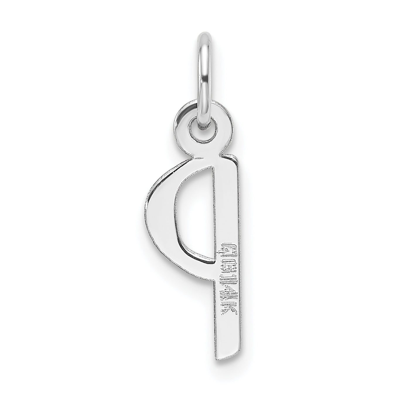 14K White Gold Slanted Block Letter P Initial Charm