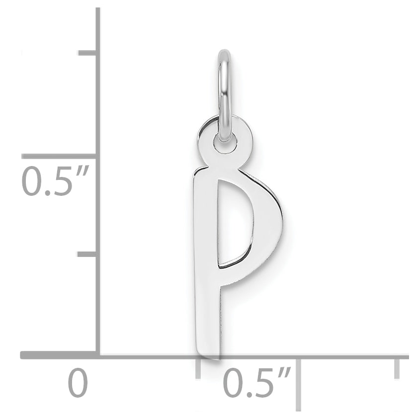 14K White Gold Slanted Block Letter P Initial Charm