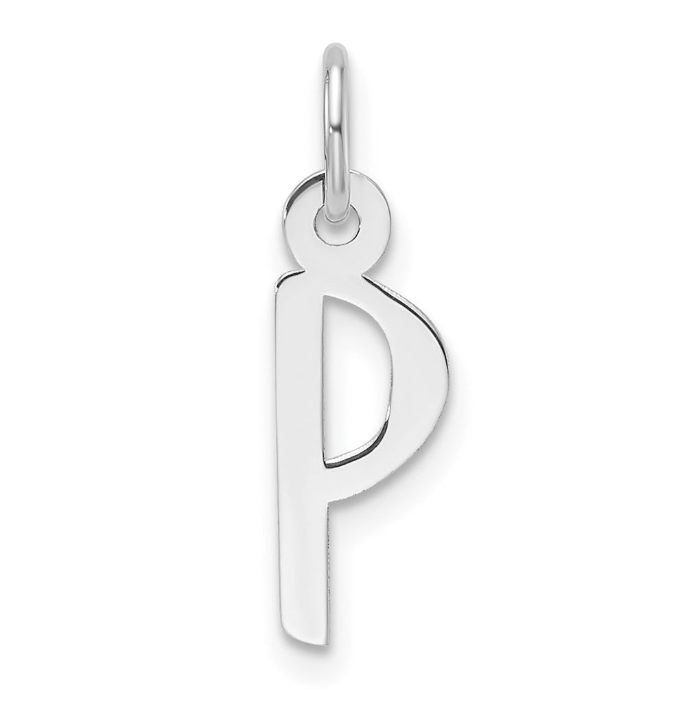 14K White Gold Slanted Block Letter P Initial Charm