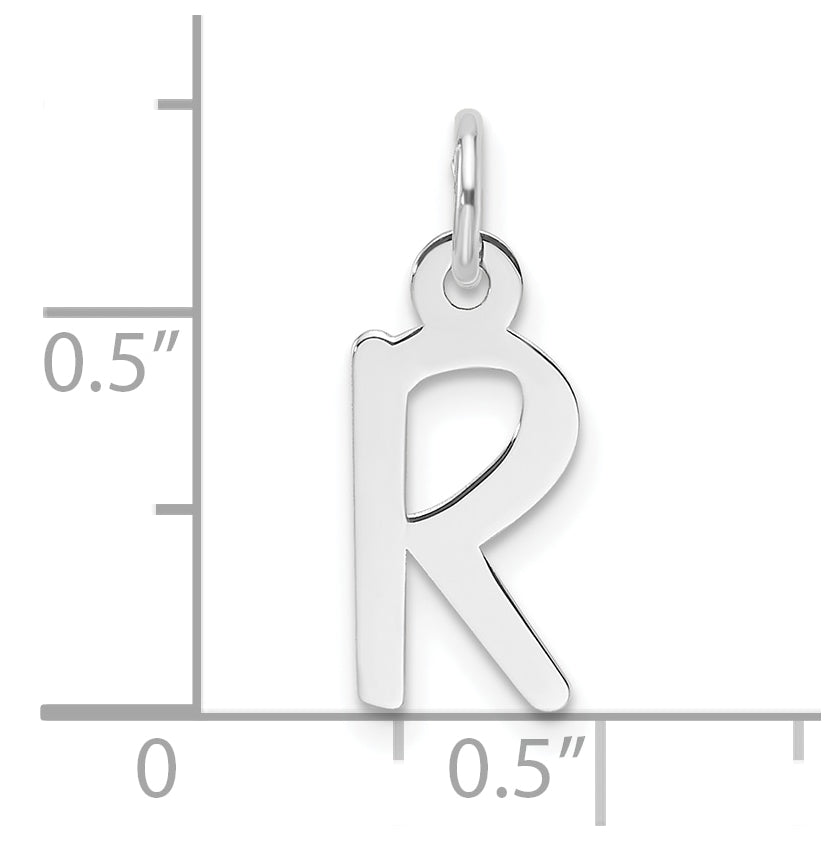 14K White Gold Slanted Block Letter R Initial Charm